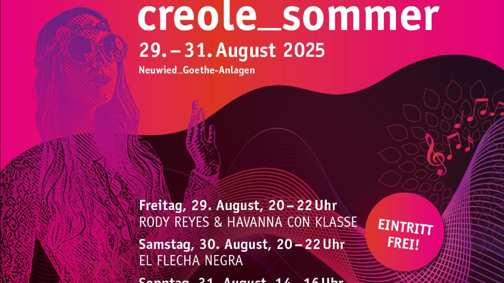 Plakat zu Creole Sommer | © Stadtmarketing der Stadt Neuwied