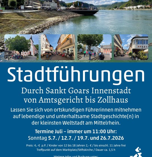 Plakat Stadtführung 2026 | © Touristinfo St. Goar Plakat Stadtführung 2026 | © Touristinfo St. Goar