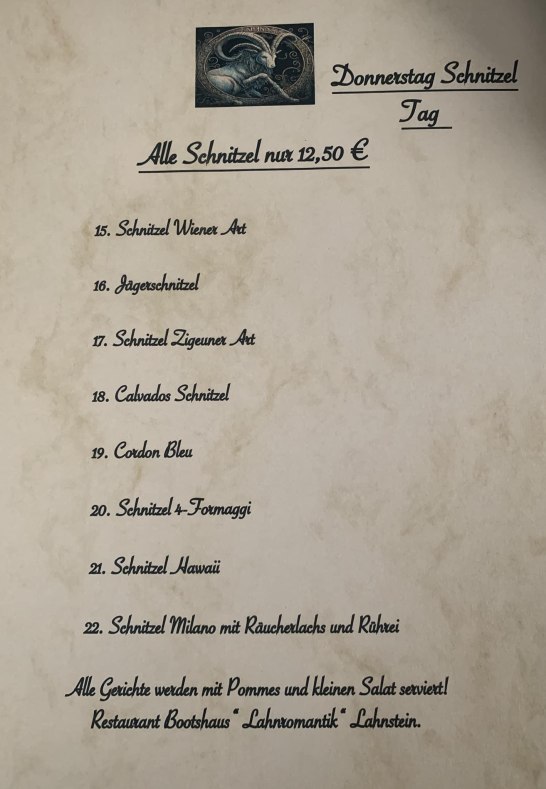 Schnitzelkarte | © Bootshaus Lahnromantik Schnitzelkarte | © Bootshaus Lahnromantik