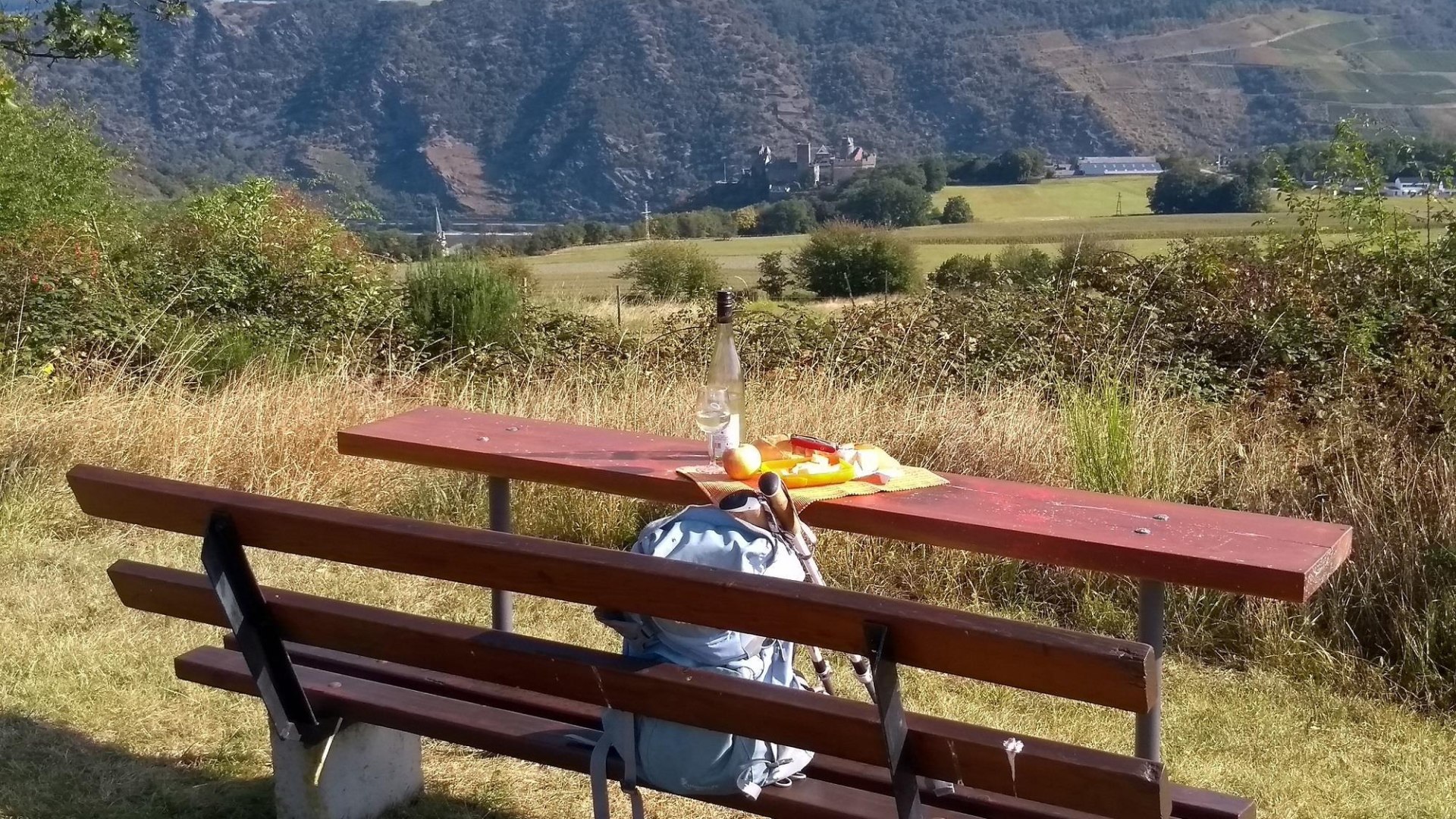 Picknickbank auf der Bitz mit Sch&ouml;nburgblick | &copy; E. Bender